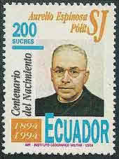 A 1994 Ecuadorian stamp commemorating the centennial of Aurelio Espinosa Polit's birth