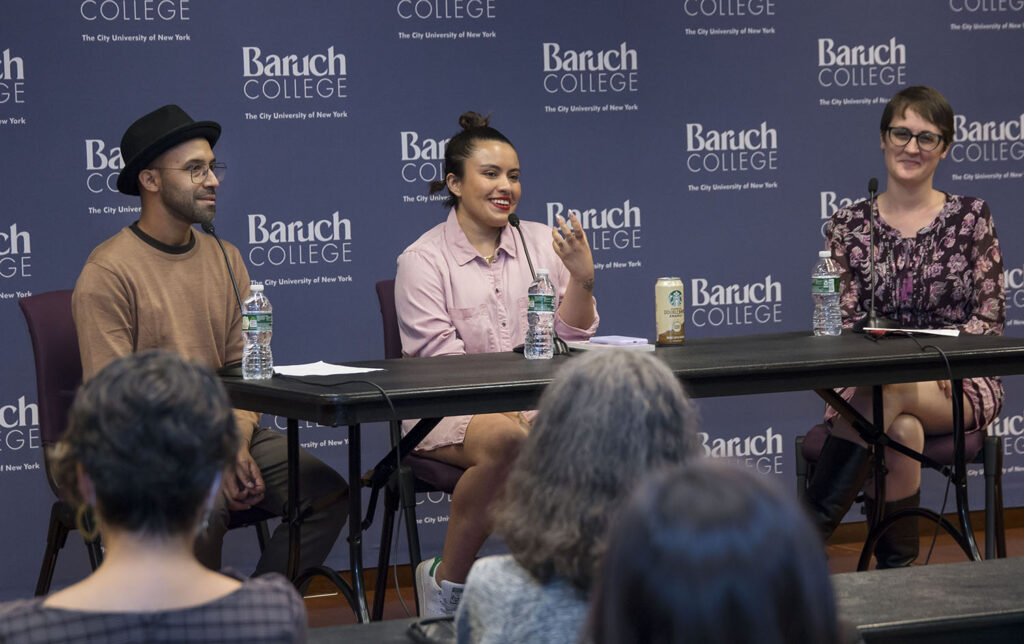 Karla Cornejo Villavicencio giving a reading from her book The Undocumented Americans